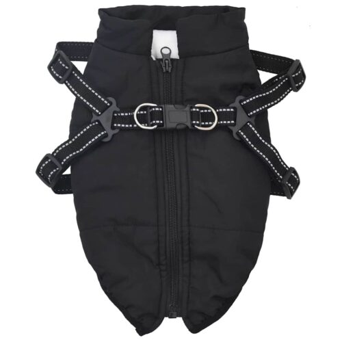 Dog Coat with Harness Waterproof Reflective Black 2XL - Image 2