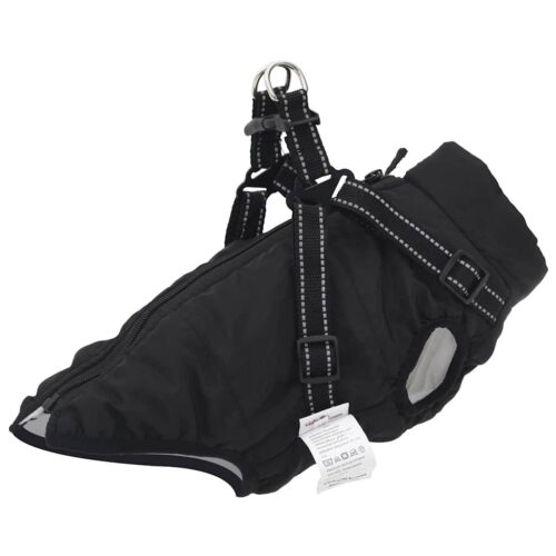 Dog Coat with Harness Waterproof Reflective Black 2XL - Image 11