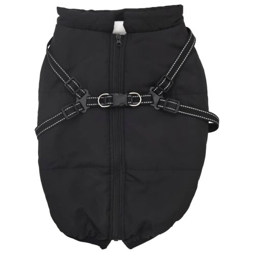 Dog Coat with Harness Waterproof Reflective Black 3XL - Image 2
