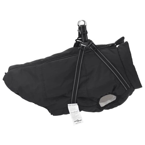 Dog Coat with Harness Waterproof Reflective Black 3XL - Image 4