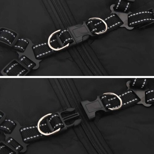 Dog Coat with Harness Waterproof Reflective Black 3XL - Image 8