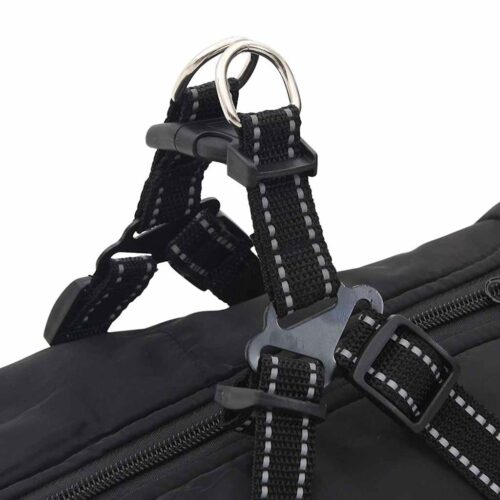 Dog Coat with Harness Waterproof Reflective Black 3XL - Image 9