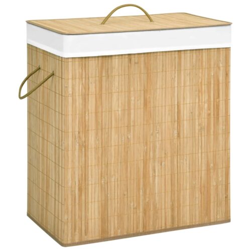 Bamboo Laundry Basket with 2 Sections 100 L - Image 2