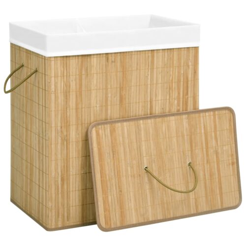 Bamboo Laundry Basket with 2 Sections 100 L - Image 3