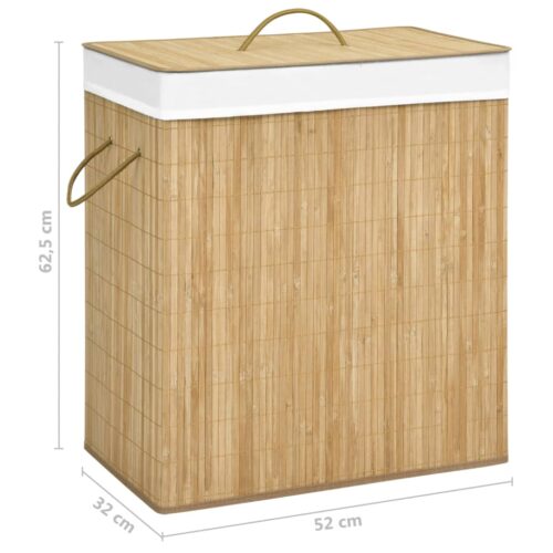 Bamboo Laundry Basket with 2 Sections 100 L - Image 9