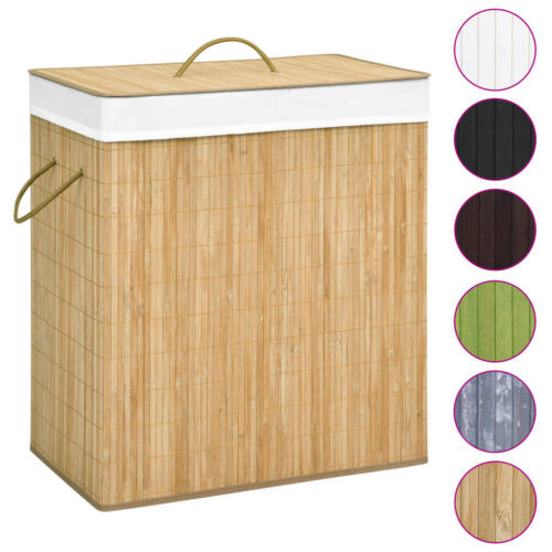 Bamboo Laundry Basket with 2 Sections 100 L - Image 10