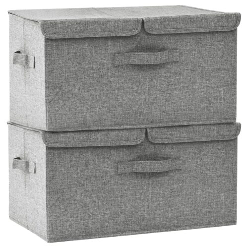 Storage Boxes 2pcs Fabric 50x30x25cm Grey - Image 2