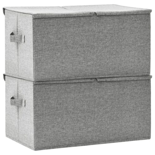 Storage Boxes 2pcs Fabric 50x30x25cm Grey - Image 4