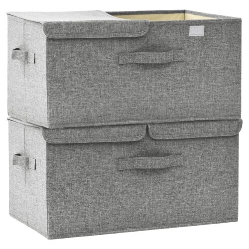 Storage Boxes 2pcs Fabric 50x30x25cm Grey - Image 6