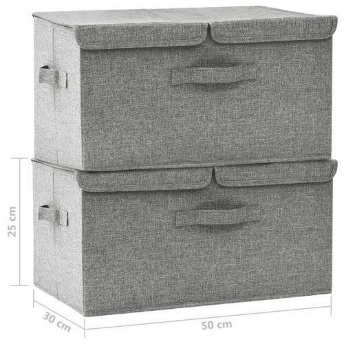 Storage Boxes 2pcs Fabric 50x30x25cm Grey - Image 11
