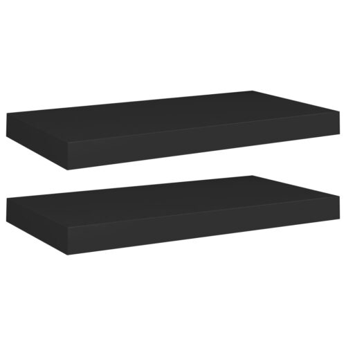 Floating Wall Shelves 2pcs Black 50x23x3.8cm MDF - Image 2