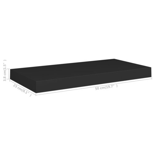 Floating Wall Shelves 2pcs Black 50x23x3.8cm MDF - Image 8