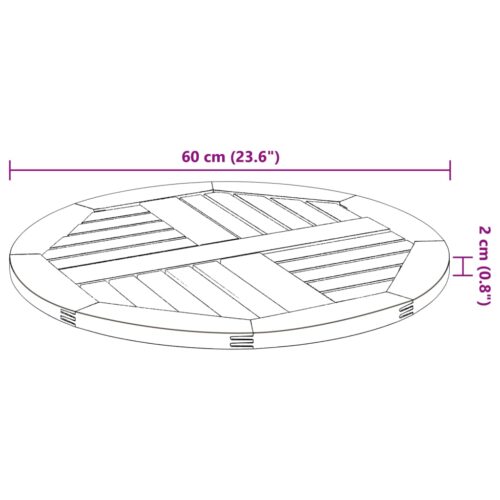 Table Top 60x2cm Round Solid Acacia Wood Timber DIY Desk Panel Board - Image 8