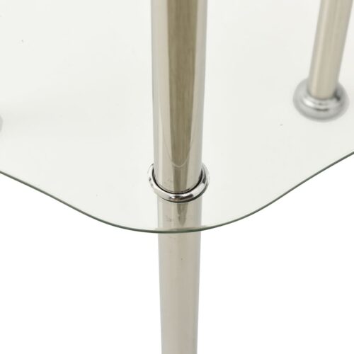 2-Tier Side Table Transparent 38x38x50cm Tempered Glass - Image 4