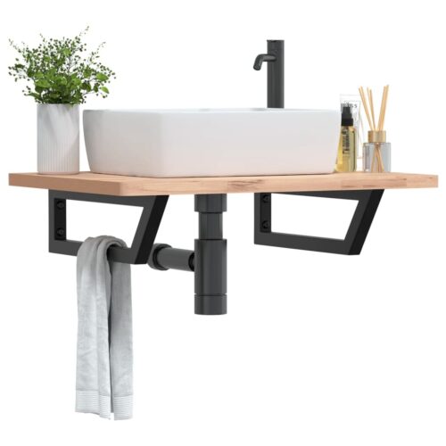 Shelf Brackets for Washbasin 2pcs Black Trapezium Steel