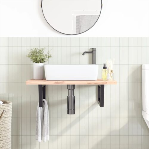 Shelf Brackets for Washbasin 2pcs Black Trapezium Steel - Image 3