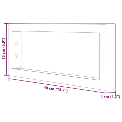 Shelf Brackets for Washbasin 2pcs Black Rectangular Steel - Image 9