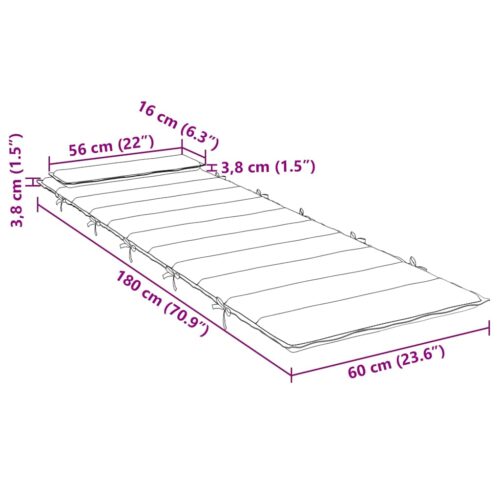 Sun Lounger Cushion Anthracite 180x60x4cm Oxford Fabric - Image 9