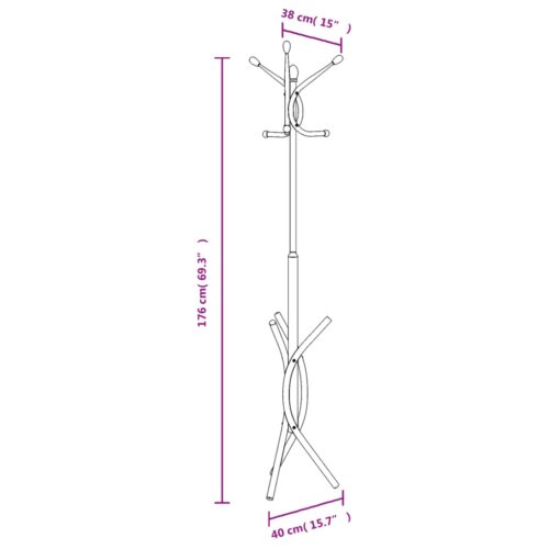 Coat Stand Black 176cm Powder-coated Iron - Image 8
