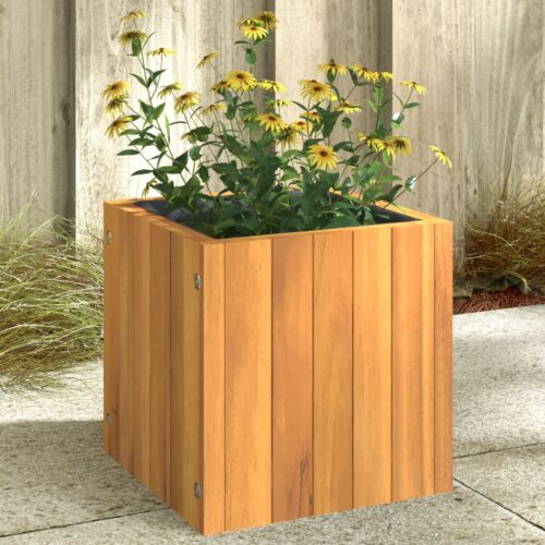 Garden Planter 25x25x25cm Solid Wood Acacia - Image 2