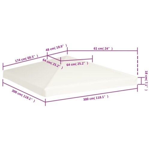 Gazebo Top Cover 310 g/m² 3x3M Cream White - Image 6