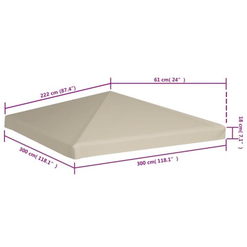 Gazebo Top Cover 310 g/m² 3x3M Beige - Image 6