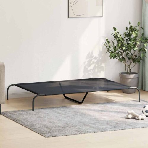 Elevated Dog Bed Black 150x90x20cm Textilene Steel - Image 3