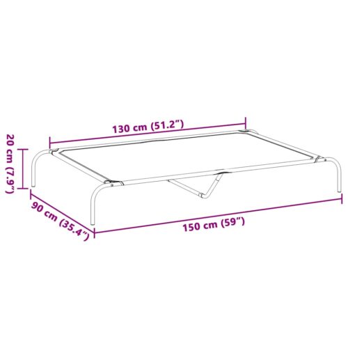 Elevated Dog Bed Black 150x90x20cm Textilene Steel - Image 8