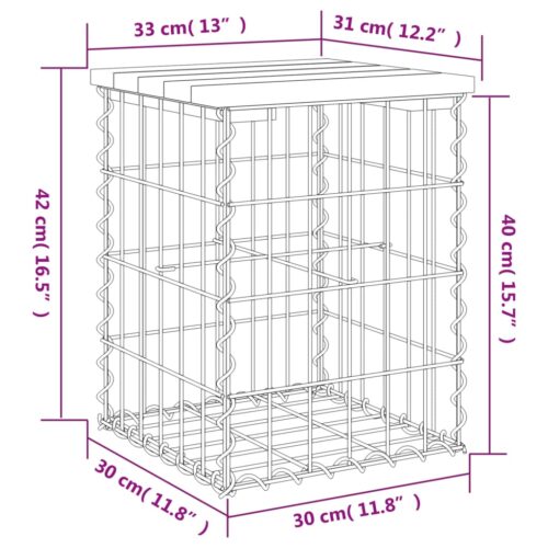 Garden Bench Gabion Design 33x31x42cm Solid Wood Douglas - Image 8