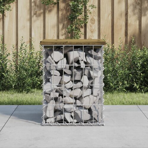 Garden Bench Gabion Design 33x31x42cm Impregnated Wood Pine - Image 2
