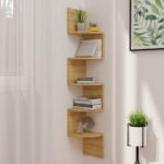 Wooden Wall Corner Shelf Sonoma Oak 19x19x123cm