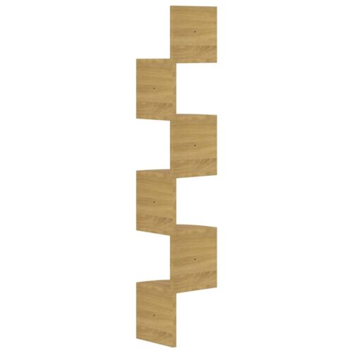 Wooden Wall Corner Shelf Sonoma Oak 19x19x123cm - Image 3