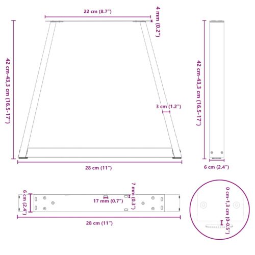 Coffee Table Legs V-Shape 2pcs Black 28x(42-43.3)cm Steel - Image 10