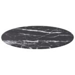 Table Top Black 50x0.8cm Tempered Glass with Marble Design DIY Desk Panel Board