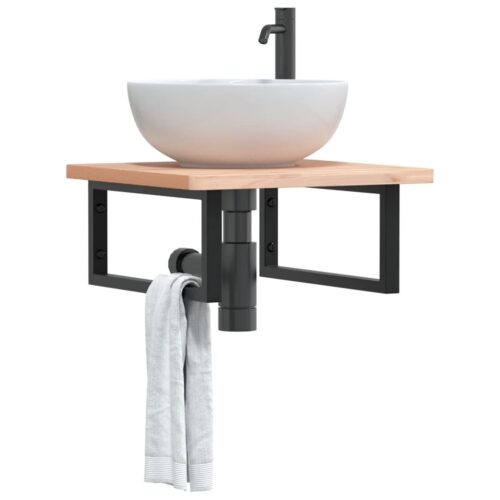 Shelf Brackets for Washbasin 2pcs Black Rectangular Steel - Image 10