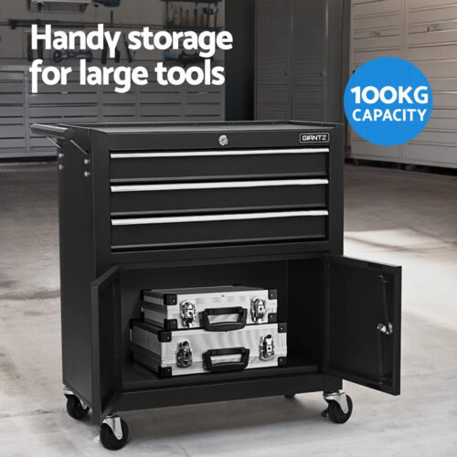 Giantz 13 Drawer Tool Box Cabinet Chest Toolbox Storage Garage Organiser Black - Image 5