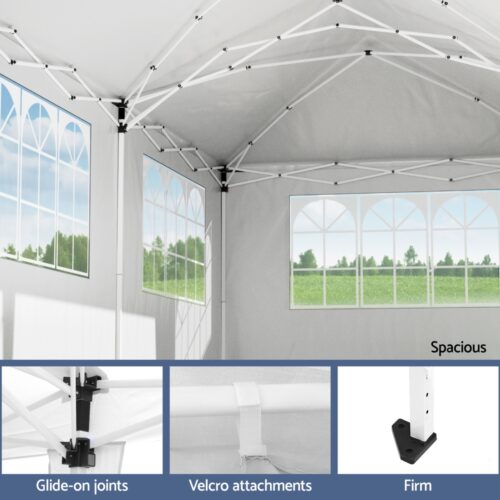 Instahut Gazebo 3x6m Pop Up Marquee Wedding Party Outdoor Camping Canopy Grey - Image 6