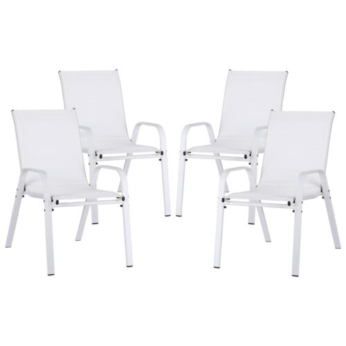 Gardeon 4PC Outdoor Dining Chairs Stackable Lounge Chair Patio Furniture White