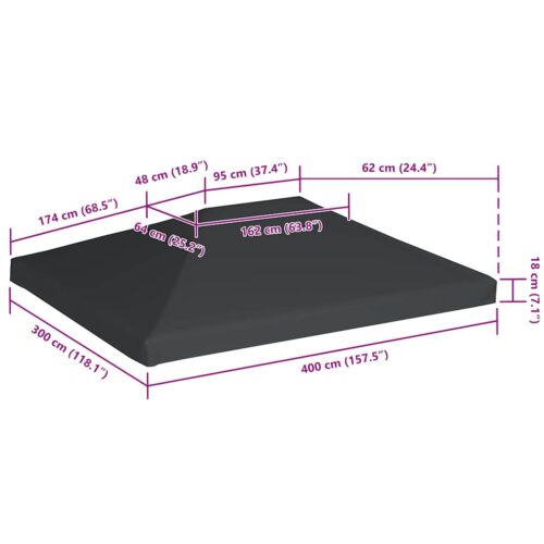 Gazebo Top Cover 310 g/m² 4x3M Grey - Image 6