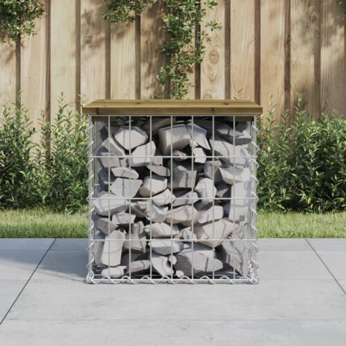 Garden Bench Gabion Design 43x44x42cm Impregnated Wood Pine - Image 2