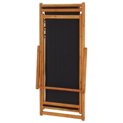 Folding Beach Chair Eucalyptus Wood Fabric Black - Image 6