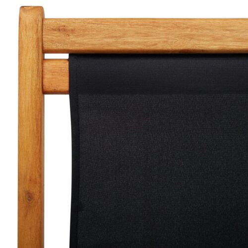 Folding Beach Chair Eucalyptus Wood Fabric Black - Image 7