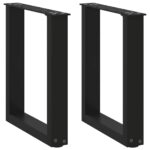 Coffee Table Legs U-Shaped 2pcs Black 28x(42-43)cm Steel