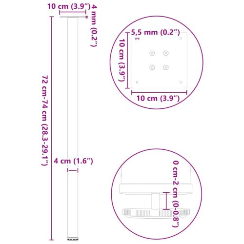 Console Table Legs 4pcs Black 72-74cm Steel - Image 10