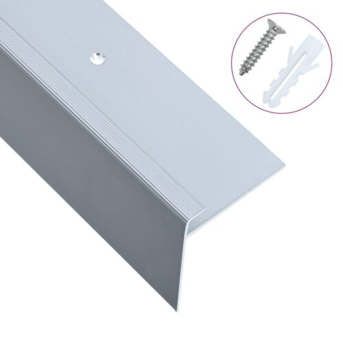 F-shape Stair Nosings 15pcs Aluminium 100cm Silver