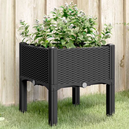 Garden Planter with Legs Black 40x40x42cm PP - Image 2