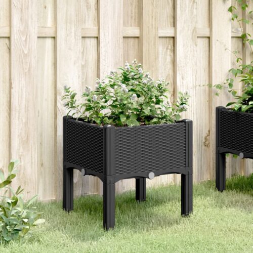 Garden Planter with Legs Black 40x40x42cm PP - Image 3