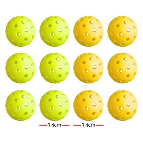 Everfit 12PC Pickleballs Set 40-Hole Design Indoor Outdoor Durable PE Balls Green/Yellow - Image 2