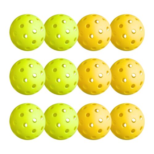 Everfit 12PC Pickleballs Set 40-Hole Design Indoor Outdoor Durable PE Balls Green/Yellow - Image 3