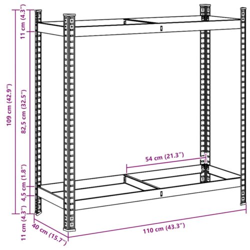2-Layer Tyre Shelf Silver 110x40x109cm Steel - Image 11